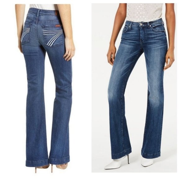 7 For All Mankind Dojo Jeans Lake Blue Flare Leg Bell Bottom Vintage 7FAM 27
